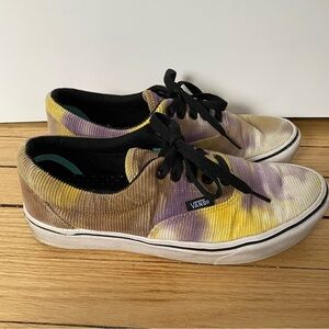 Vans Sneakers Women’s 8 Comfycush Tie Dye Corduroy Purple Yellow Lace Up Funky